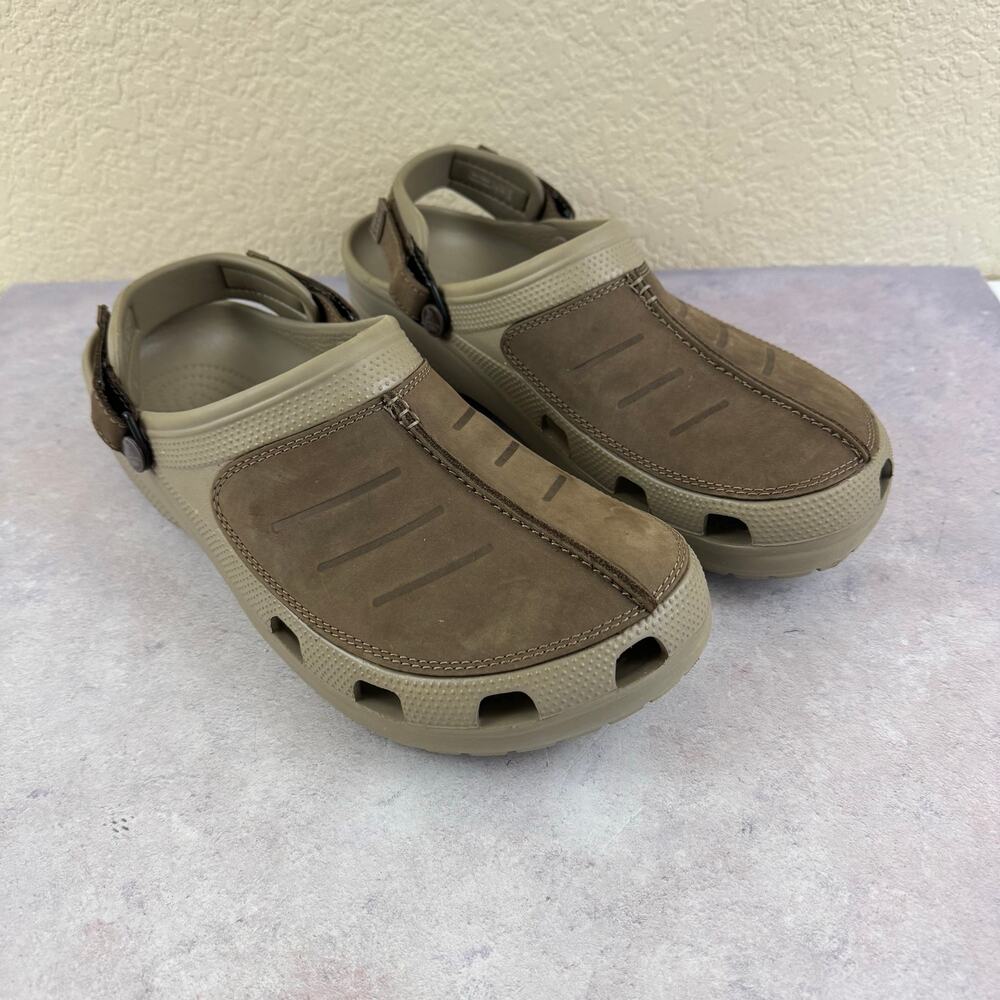 Crocs Yukon Mesa Clogs Brown Leather Removable Pivot Strap Comfort 203261 Men 13